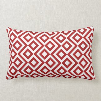 Red and White Meander Lumbar Pillow