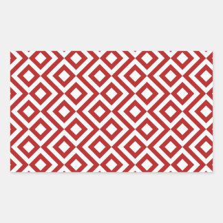 Red and White Meander Rectangular Sticker