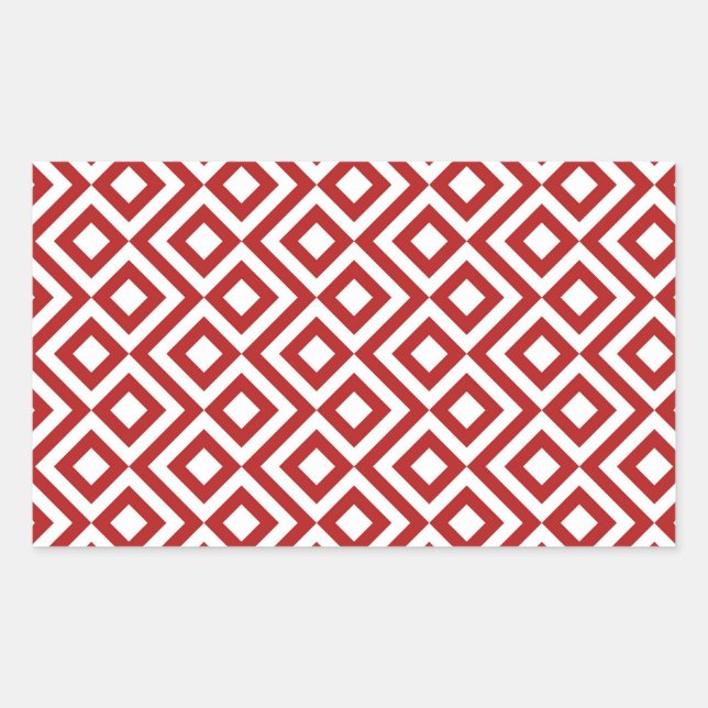 Red and White Meander Rectangular Sticker (Front)