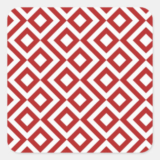 Red and White Meander Square Sticker