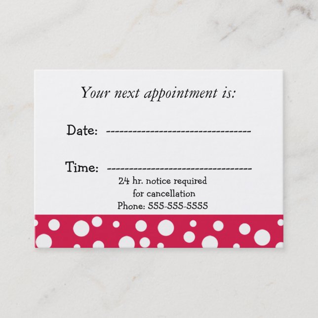 Red and White Medical  Appointment Card (Front)