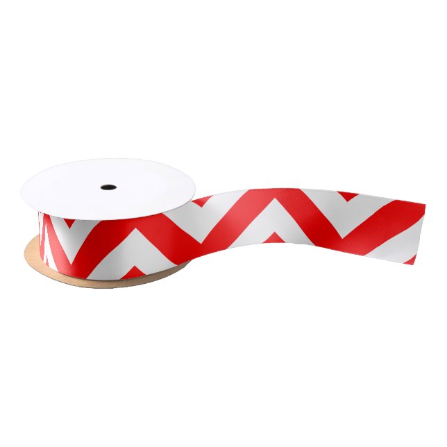 Red and White Medium Horizontal Chevron Ribbon (Spool)