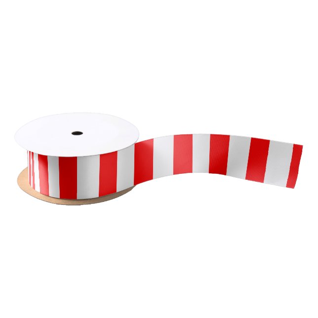 Red and White Medium Size Vertical Stripes Ribbon (Spool)