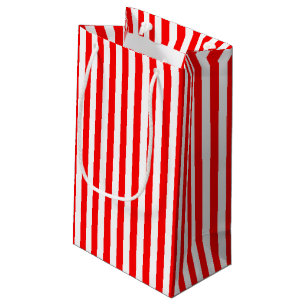 Red and White Medium Size Vertical Stripes Small Gift Bag