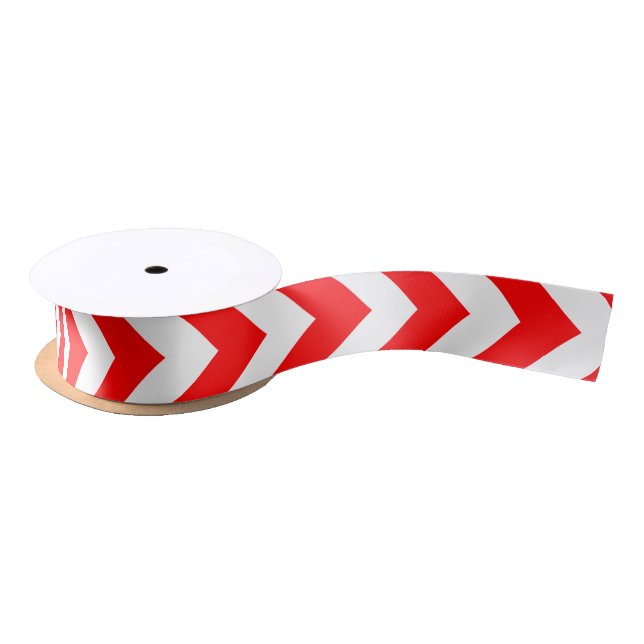 Red and White Medium Vertical Chevron Ribbon (Spool)