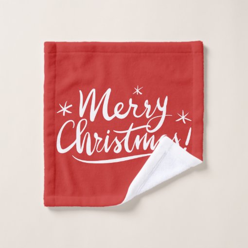 Red and white Merry Christmas bathroom towel set Zazzle