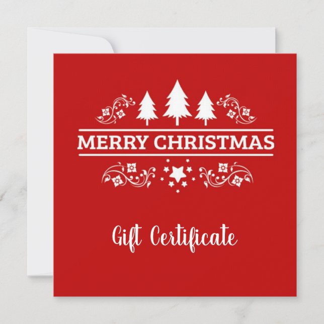 Red And White Merry Christmas Gift Certificate (Front)
