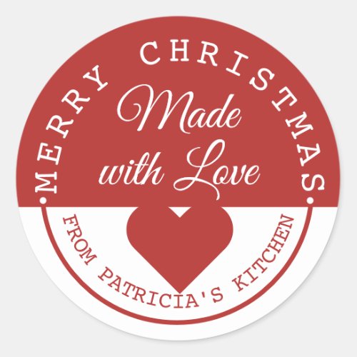Red And White Merry Christmas Made With Love Classic Round Sticker