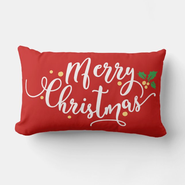 Red and White Merry Christmas Pillow (Front)
