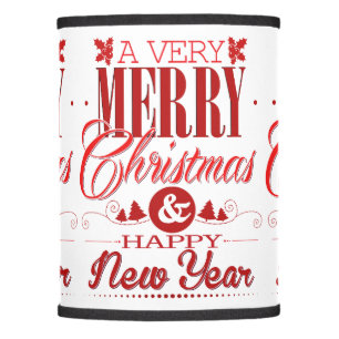 Red and White Merry Christmas Sayings Decor Lamp Shade