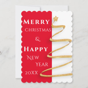 Red And White Merry Christmas Single Photo Card