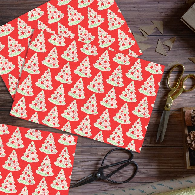 Red and White Merry Christmas Word Art Trees Tissue Paper (Creator Uploaded)