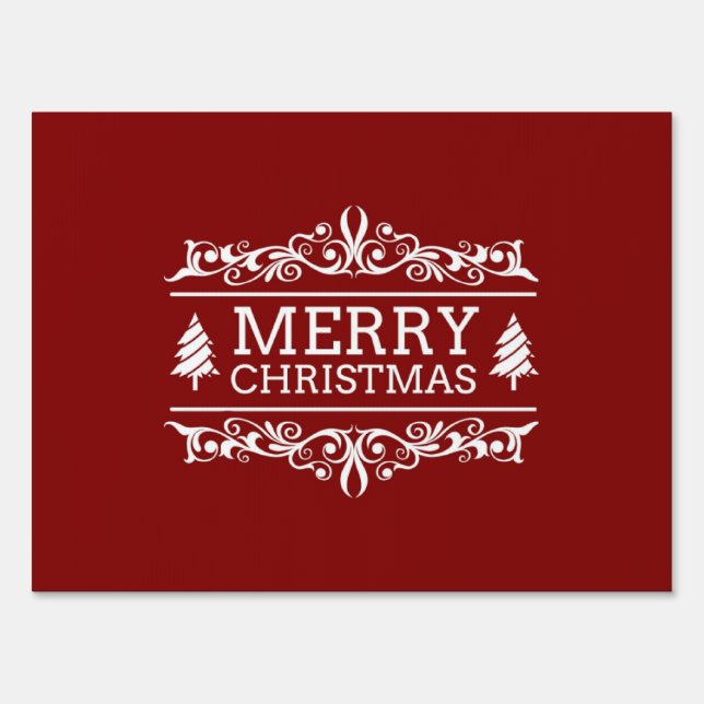 Red And White Merry Christmas Yard Sign (Front)