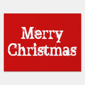 Red and white Merry Christmas yard sign