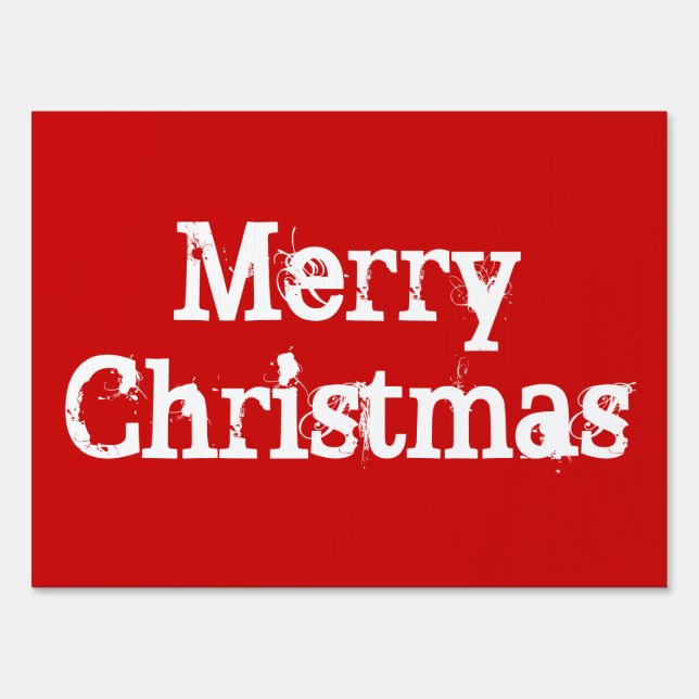 Red and white Merry Christmas yard sign (Front)