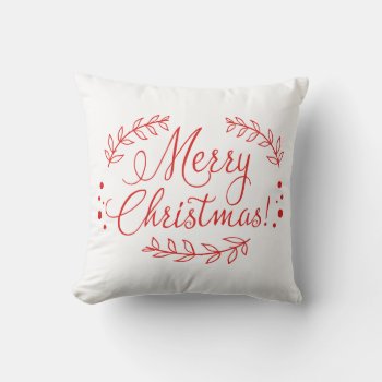 Red And White Merry Christmaspillow Throw Pillow by ChristmasBellsRing at Zazzle