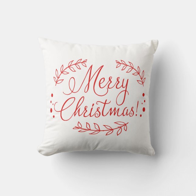 Red and White Merry ChristmasPillow Throw Pillow (Front)