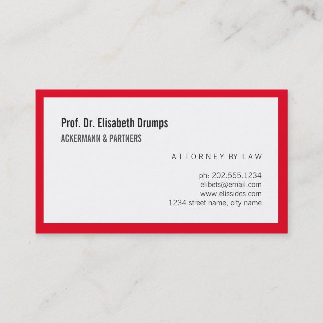 Red and White Minimal Business Card (Front)
