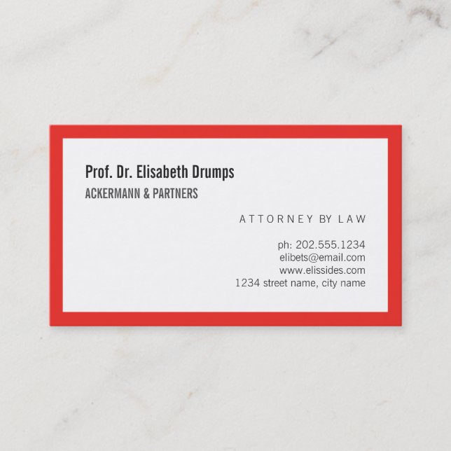 Red and White Minimal Business Card (Front)