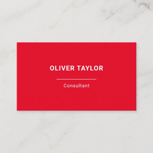 Red And White Minimalist Custom Name Typography Business Card
