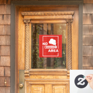 Red and White Minimalist No Smoking Area Window Cling