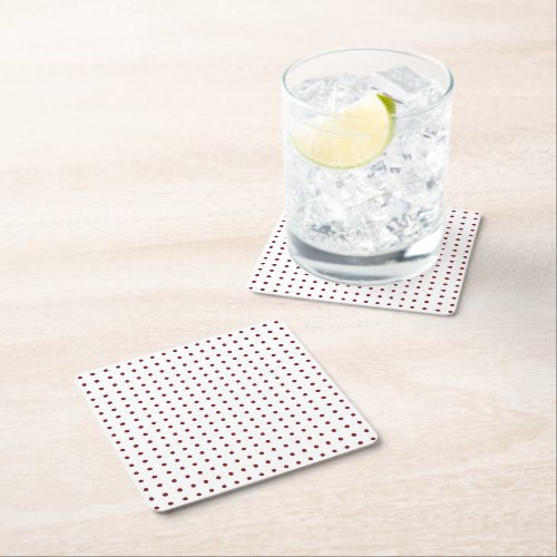 Red and White Minimalist Polka Dots g1 Square Paper Coaster
