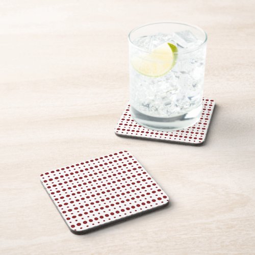 Red and White Minimalist Polka Dots g9 Beverage Coaster