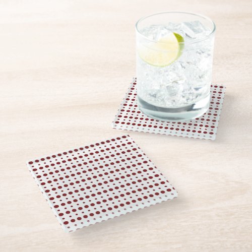 Red and White Minimalist Polka Dots g9 Glass Coaster