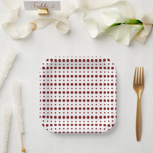 Red and White Minimalist Polka Dots g9 Paper Plates (Wedding)