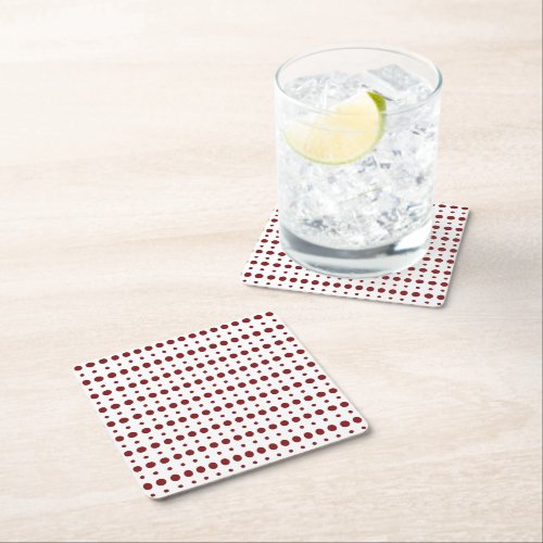 Red and White Minimalist Polka Dots g9 Square Paper Coaster