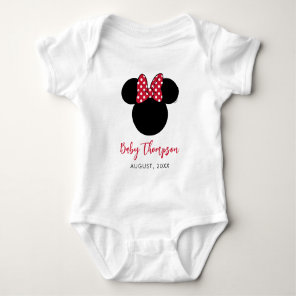 Red and White Minnie | Baby Announcement with Date Bodysuit
