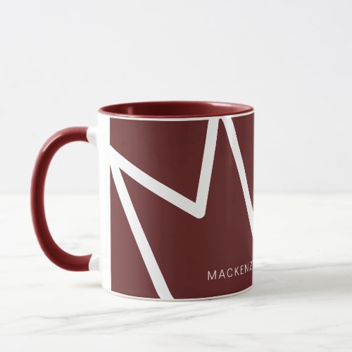 Red and White Modern Abstract Monogram Mug