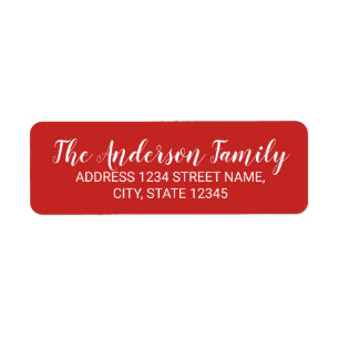 Red and White Modern Calligraphy Family Name Label