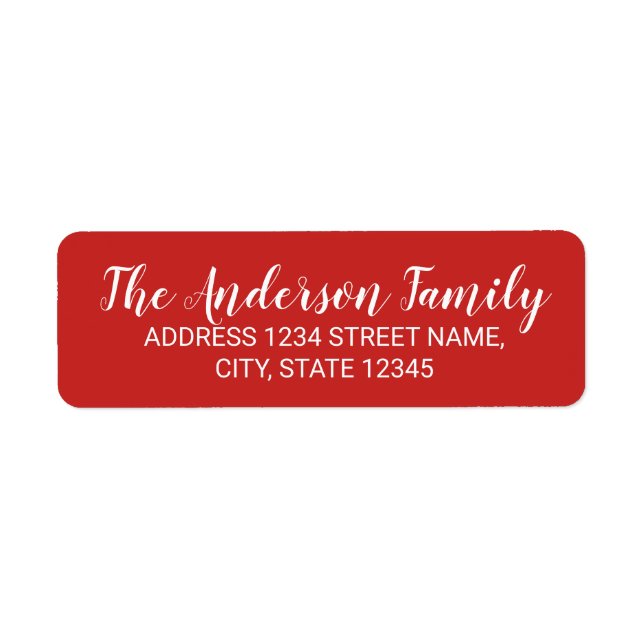 Red and White Modern Calligraphy Family Name Label (Front)
