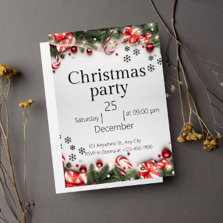 Red and white modern Christmas Invitation