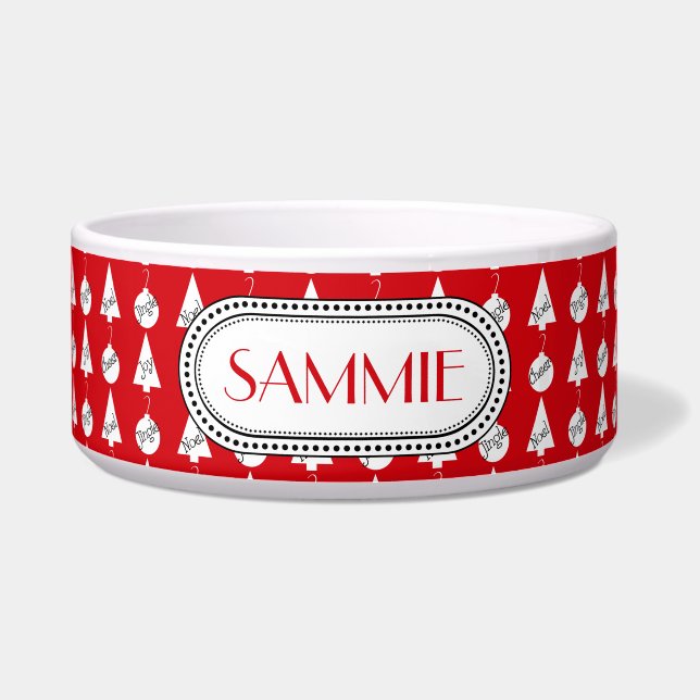 Red and White Modern Christmas Pop Art Bowl (Front)