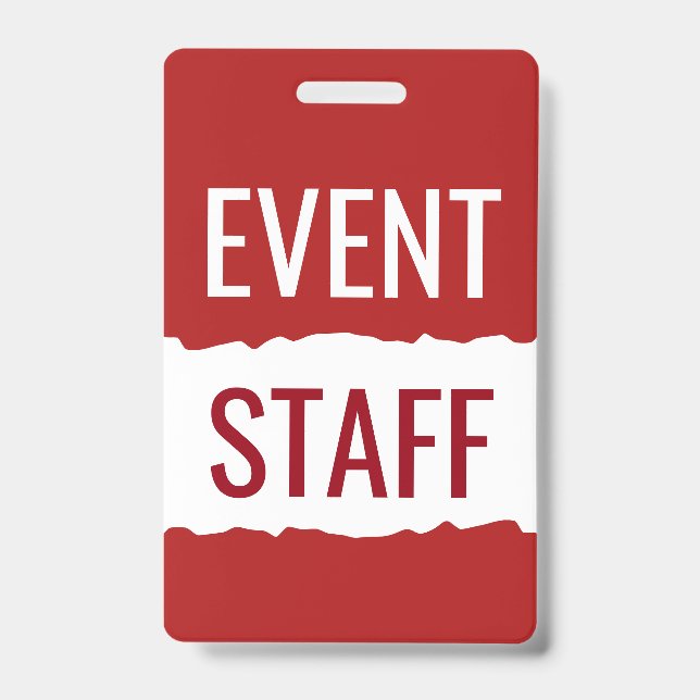 Red  And White Modern Event Staff Badges (Front)
