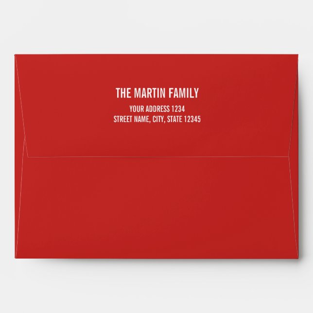 Red and White Modern Holiday Greeting Card Envelope (Back (Top Flap))