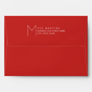 Red and White Modern Holiday Greeting Card Envelope