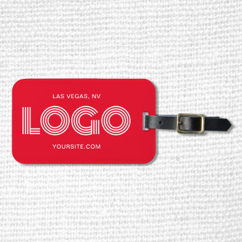 Red And White Modern Rectangular Logo Luggage Tag by annaleeblysse at Zazzle