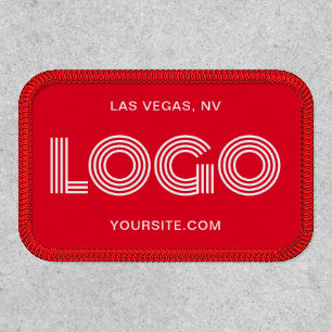 Red and White Modern Rectangular Logo Patch