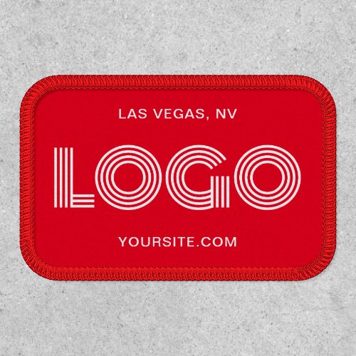 Red and White Modern Rectangular Logo Patch