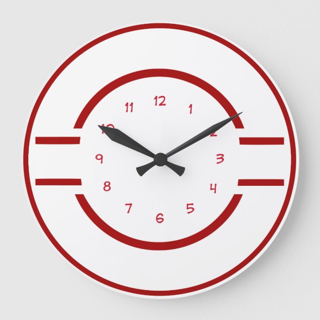 Red And White Modern Wall Clock (Front)