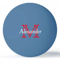 Red and White Monogram on Blue Ping-Pong Ball Red and White Monogram on Blue Ping-Pong Ball