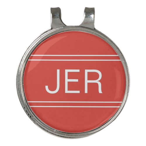 Red and White Monogrammed Initials Golfers Best Golf Hat Clip