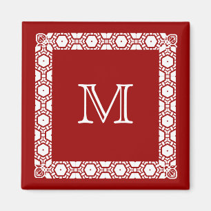 Red and White Monogrammed Stateroom Door Marker Magnet