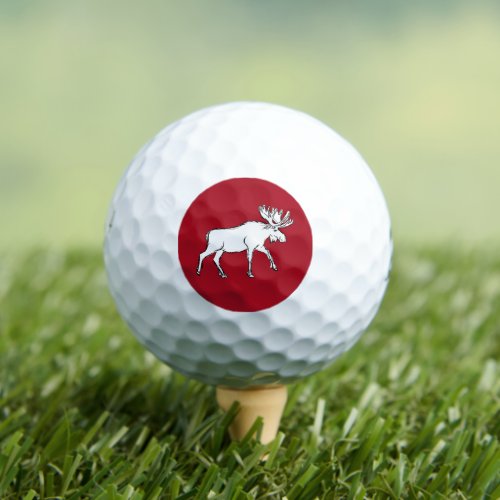 Red and White Moose Golf Balls