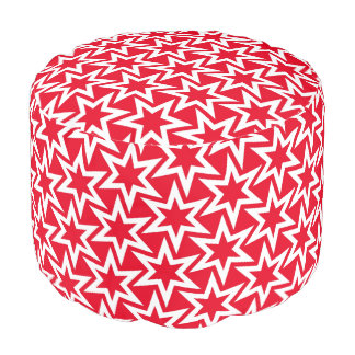 Red And White Motif | Geometric Star Pattern Pouf