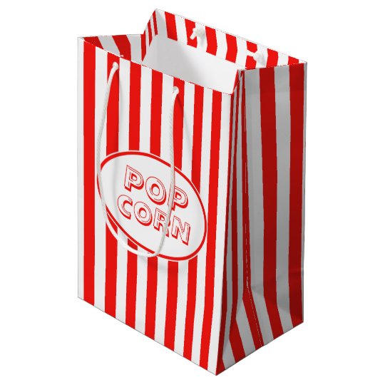 Red And White Movie Themed Popcorn Medium Gift Bag Red And White Movie Themed Popcorn Medium Gift Bag