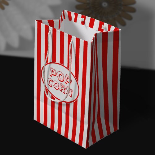 Red And White Movie Themed Popcorn Medium Gift Bag